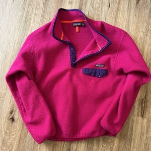 Rare/Vintage Patagonia Snap T Mens Large Pink/Purple Made in USA Fleece Pullover